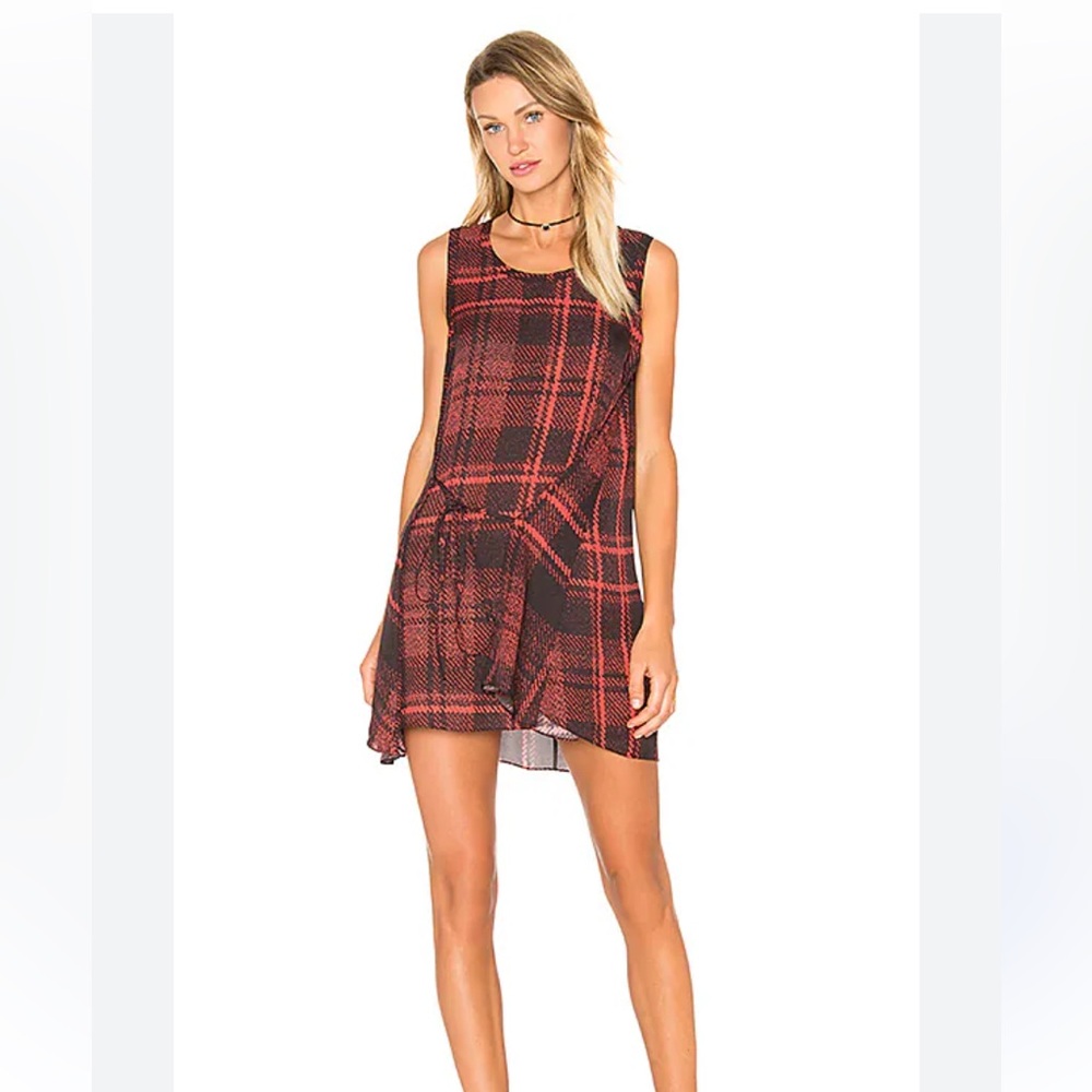 MCQ ALEXANDER MCQUEEN Tartan Knot Drape Dress Red Tartan - Silk BNWOT size 10